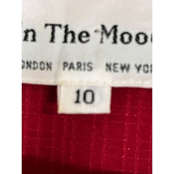 Retro Floral Lace Midi Dress 10 Red Workwear 70s Classic Chic Hippie Boho Pleats - Picture 3 of 12